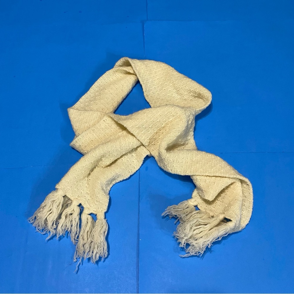 Elegant Cream Scarf with Fringe